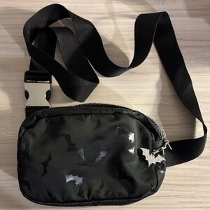 Spirit Black Crossbody Bag with Silver Bat Accents